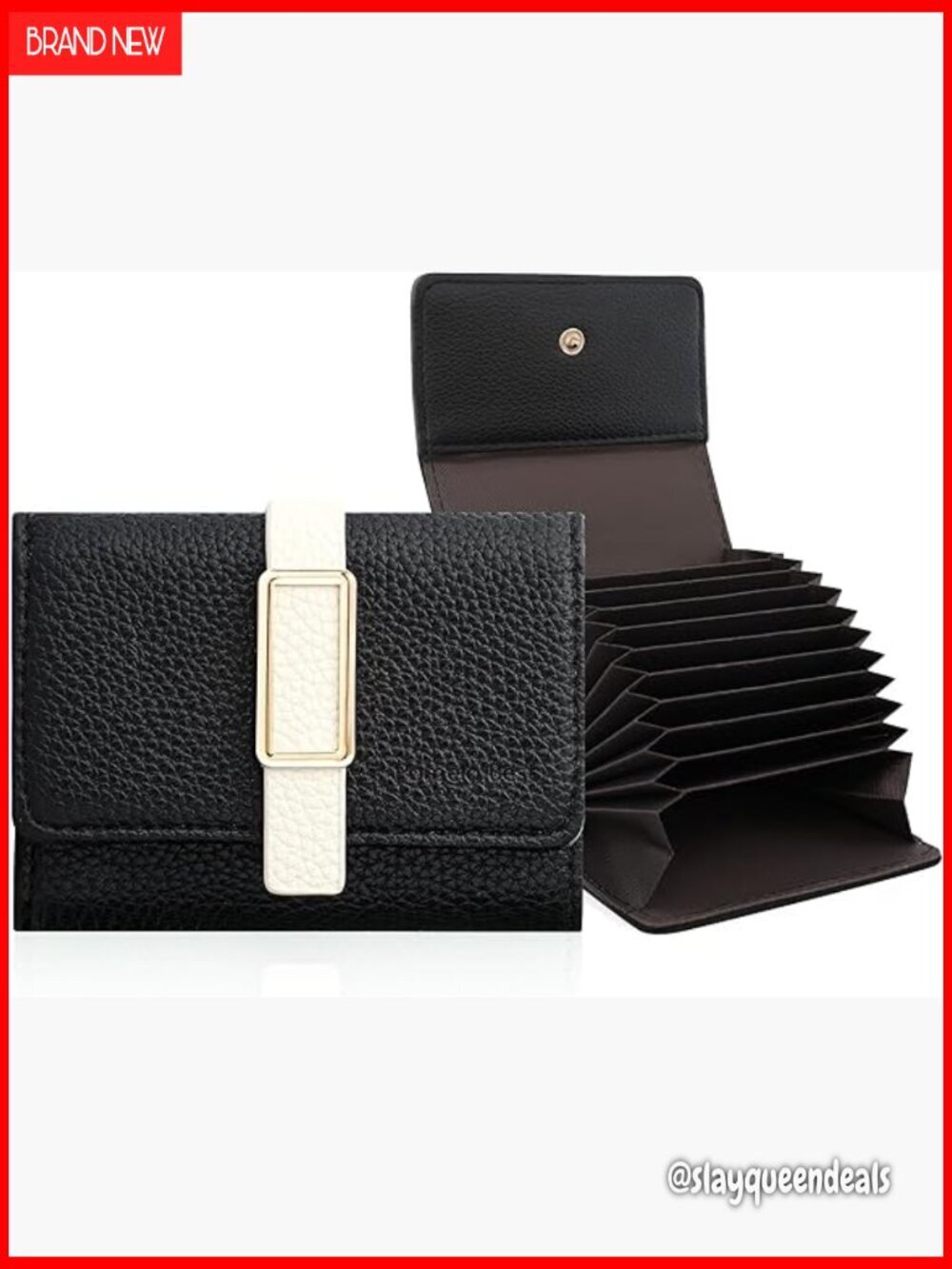 Small Leather RFID Wallet with 11 Card Slots Zipper Closure Compact